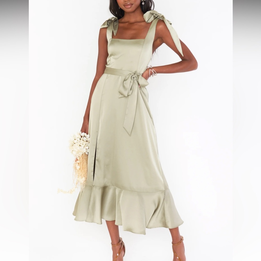 Show Me Your Mumu Bridesmaid Dress “Claire” in satin sage green